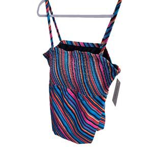 FULLFITALL Swimsuit Top Bathing Suit Size 22 Multi Color Built In‎ Shelf Bra NWT